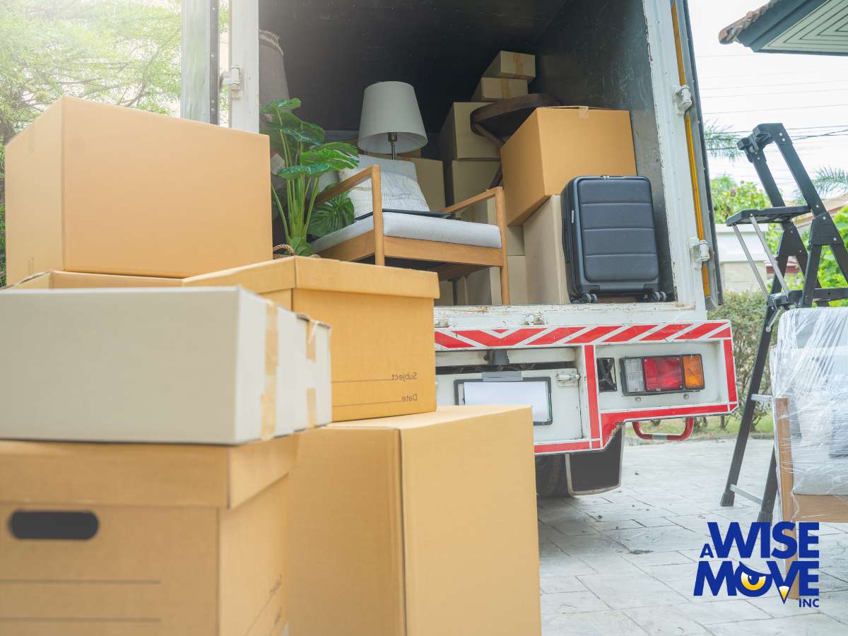 Long-Distance Moving Truck Loaded With Packed Boxes